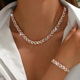 Rhinestone Fishtail Necklace Bracelet Set