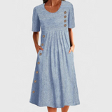 Striped Midi Dress Everyday Cotton Blend
