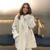 Sienna | Women's Oversized Wool Blend Chunky Coat - Beige