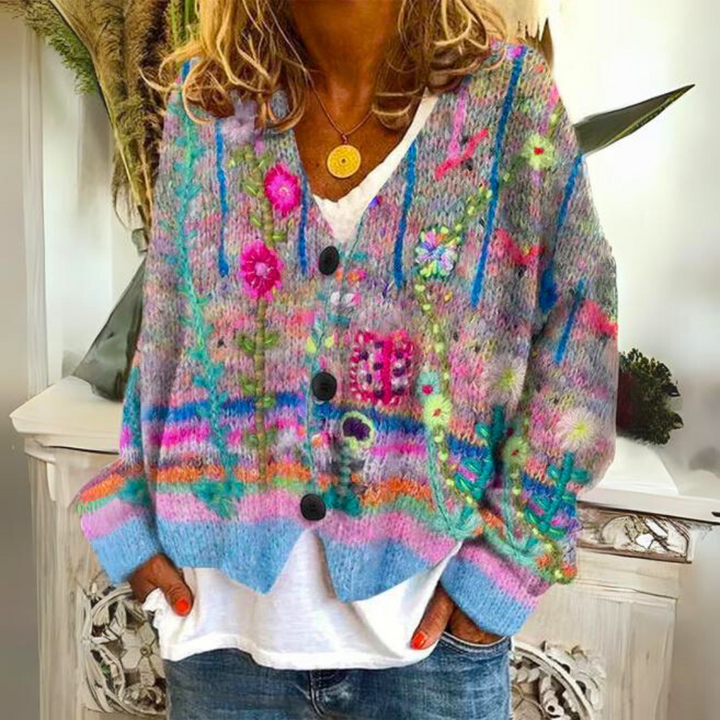 Alexis | Women's Floral Cardigan - Blue