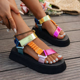 Iridescent Platform Sandals Cushioned Summer Shoes