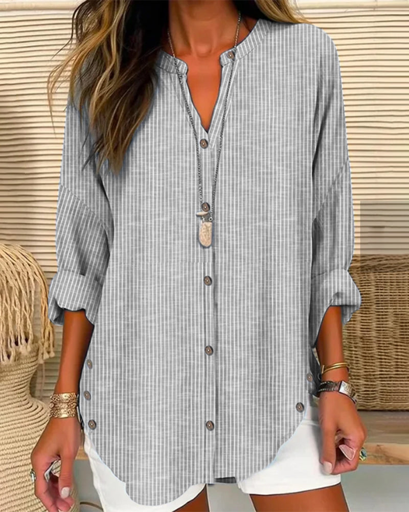 Anita | Women's Long Sleeve Oversized Blouse - Gray