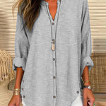 Anita | Women's Long Sleeve Oversized Blouse - Gray