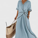 Vertical Stripe Summer Dress Lightweight Everyday