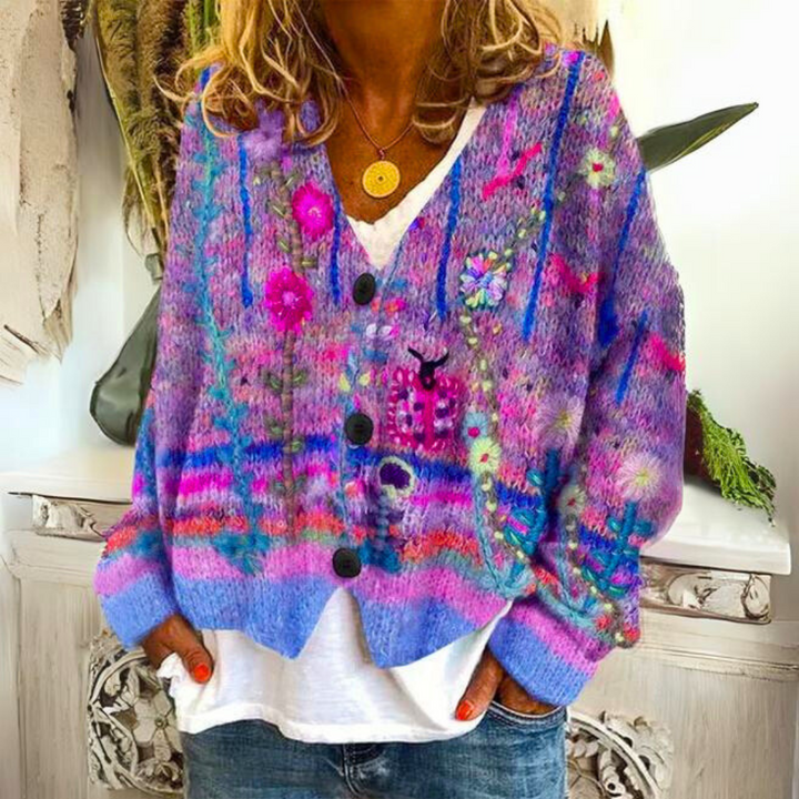 Alexis | Women's Floral Cardigan - Purple