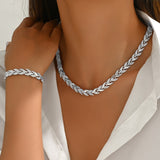 Rhinestone Fishtail Necklace Bracelet Set