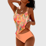 Printed Tankini Swimsuit Strappy Holiday Set