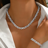Rhinestone Fishtail Necklace Bracelet Set