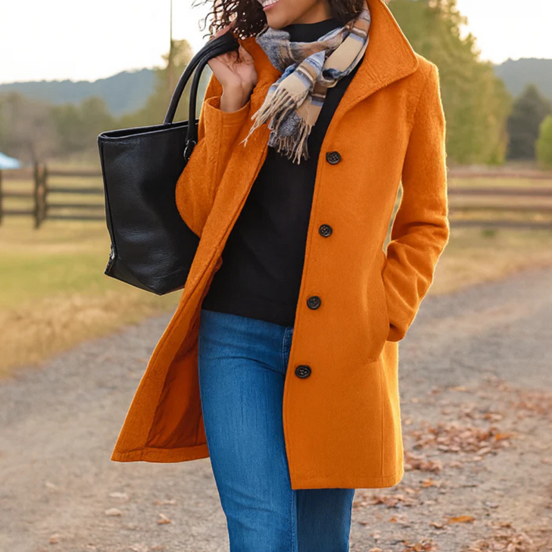 Paige | Women's Wool Blend Coat - Orange