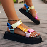 Iridescent Platform Sandals Cushioned Summer Shoes