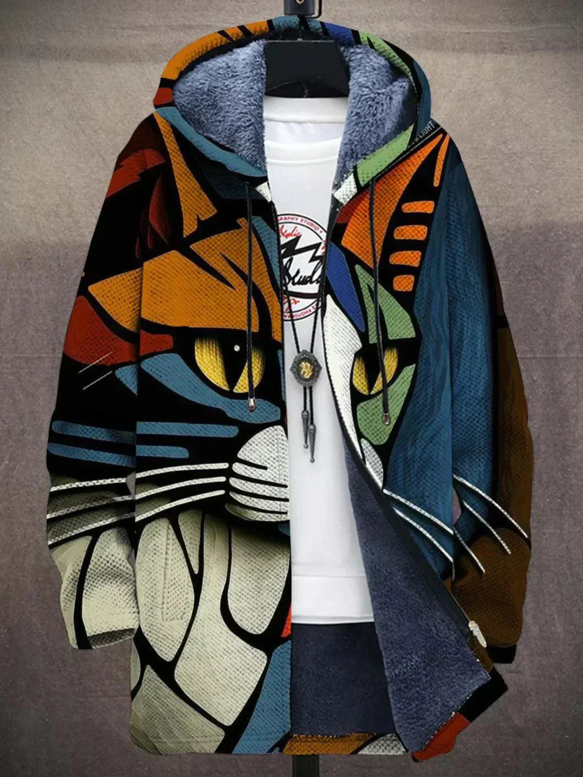 Alana | Women's Fleece Lined Hooded Cardigan - Retro