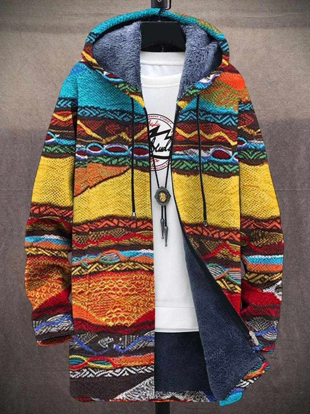 Alana | Women's Fleece Lined Hooded Cardigan - Multicolor