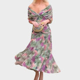 Off-Shoulder Evening Dress Draped Neckline