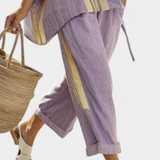 Two-Piece Top And Striped Trousers Set