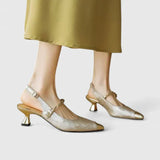 Orthopaedic Heels Pearl Strap Cushioned Sole