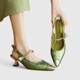 Orthopaedic Heels Pearl Strap Cushioned Sole