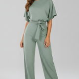 Wide-Leg Jumpsuit Tie Belt Everyday