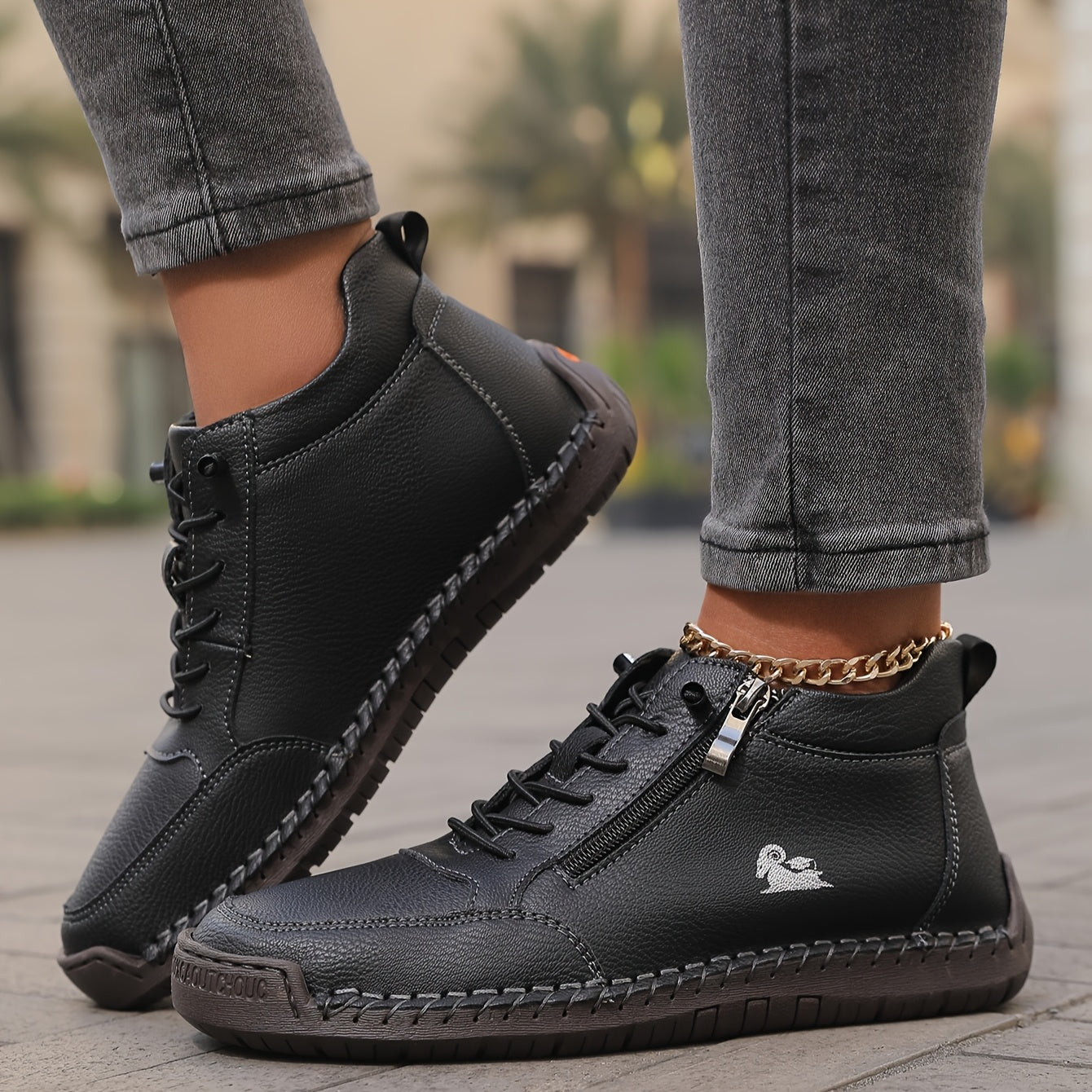 Women's Orthopaedic Walking Shoes Wide Fit Cushioned Sole - Black