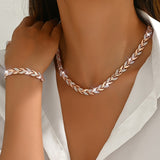 Rhinestone Fishtail Necklace Bracelet Set