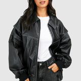 Naomi | Women's Quilted Oversized Puffer Jacket - Black
