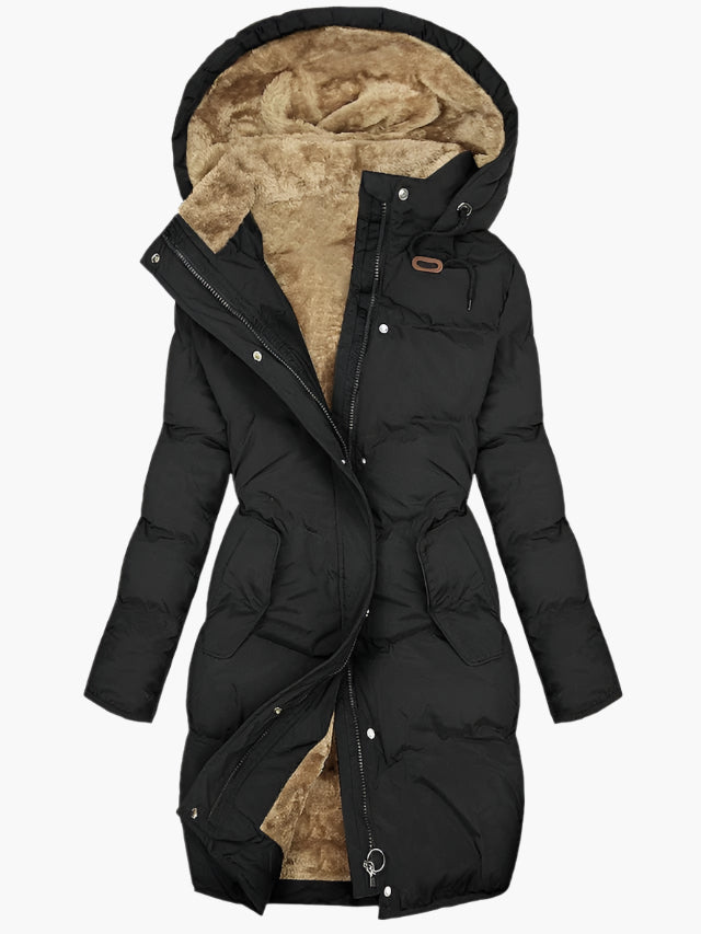 Elsa | Women's Quilted Hooded Puffer Jacket - Black