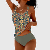 Printed Tankini Swimsuit Strappy Holiday Set