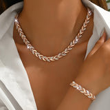 Rhinestone Fishtail Necklace Bracelet Set