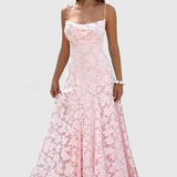 Cowl Neck Maxi Dress Flowy Evening Dress