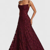 Cowl Neck Maxi Dress Flowy Evening Dress