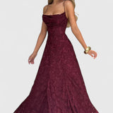 Cowl Neck Maxi Dress Flowy Evening Dress