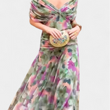 Off-Shoulder Evening Dress Draped Neckline