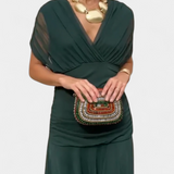 Off-Shoulder Evening Dress Draped Neckline