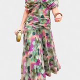 Off-Shoulder Evening Dress Draped Neckline