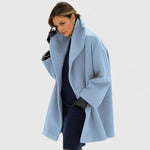 Women's Longline Coat Windproof Relaxed Fit Winter Coat - Blue
