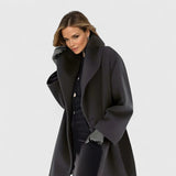 Women's Longline Coat Windproof Relaxed Fit Winter Coat - Black
