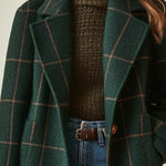 Women's Plaid Tweed Coat Retro Lapel Tailored Winter Coat