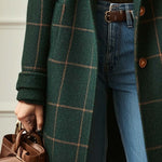 Women's Plaid Tweed Coat Retro Lapel Tailored Winter Coat