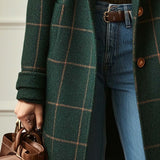 Women's Plaid Tweed Coat Retro Lapel Tailored Winter Coat