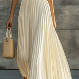 Knit Chiffon Maxi Dress Sleeveless Pleated