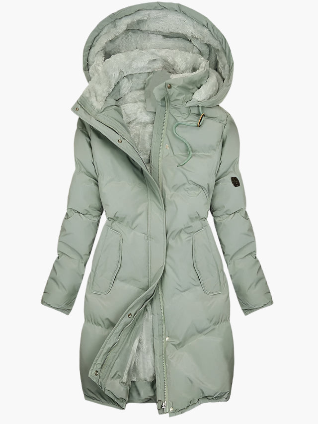 Elsa | Women's Quilted Hooded Puffer Jacket - Green