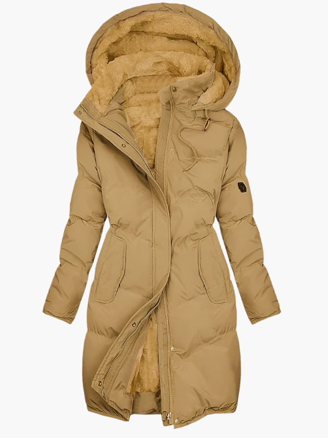 Elsa | Women's Quilted Hooded Puffer Jacket - Yellow