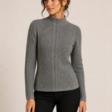 Andrea | Women's Long Sleeve Cable Knit Mock Neck Jumper — studio hero