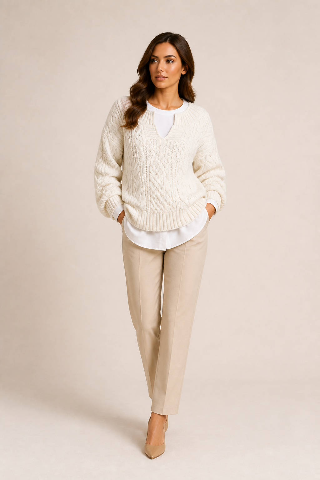 Danielle | Women's Long Sleeve Oversized Cable Knit Jumper — studio hero
