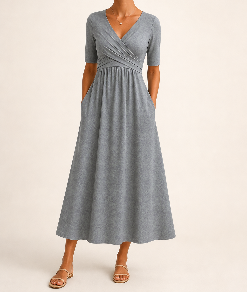 Ophelia | Women's V Neck Wrap Midi Dress