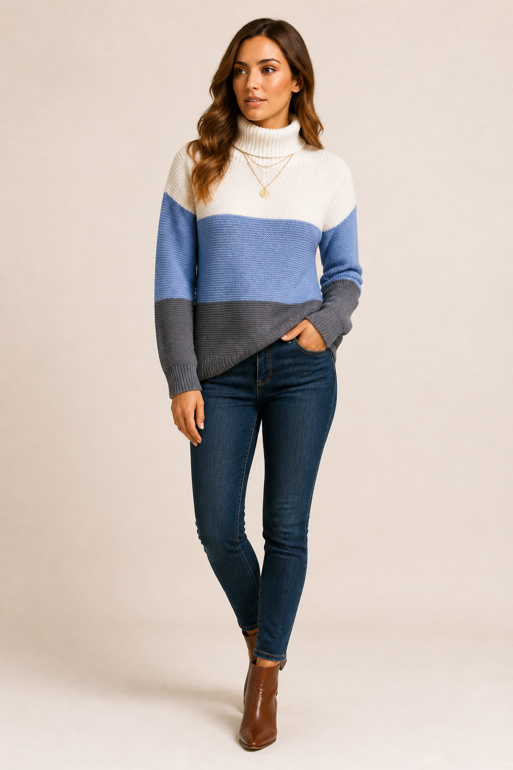 Mary | Women's Oversized Relaxed Fit Cashmere Feel Turtleneck Jumper — studio hero