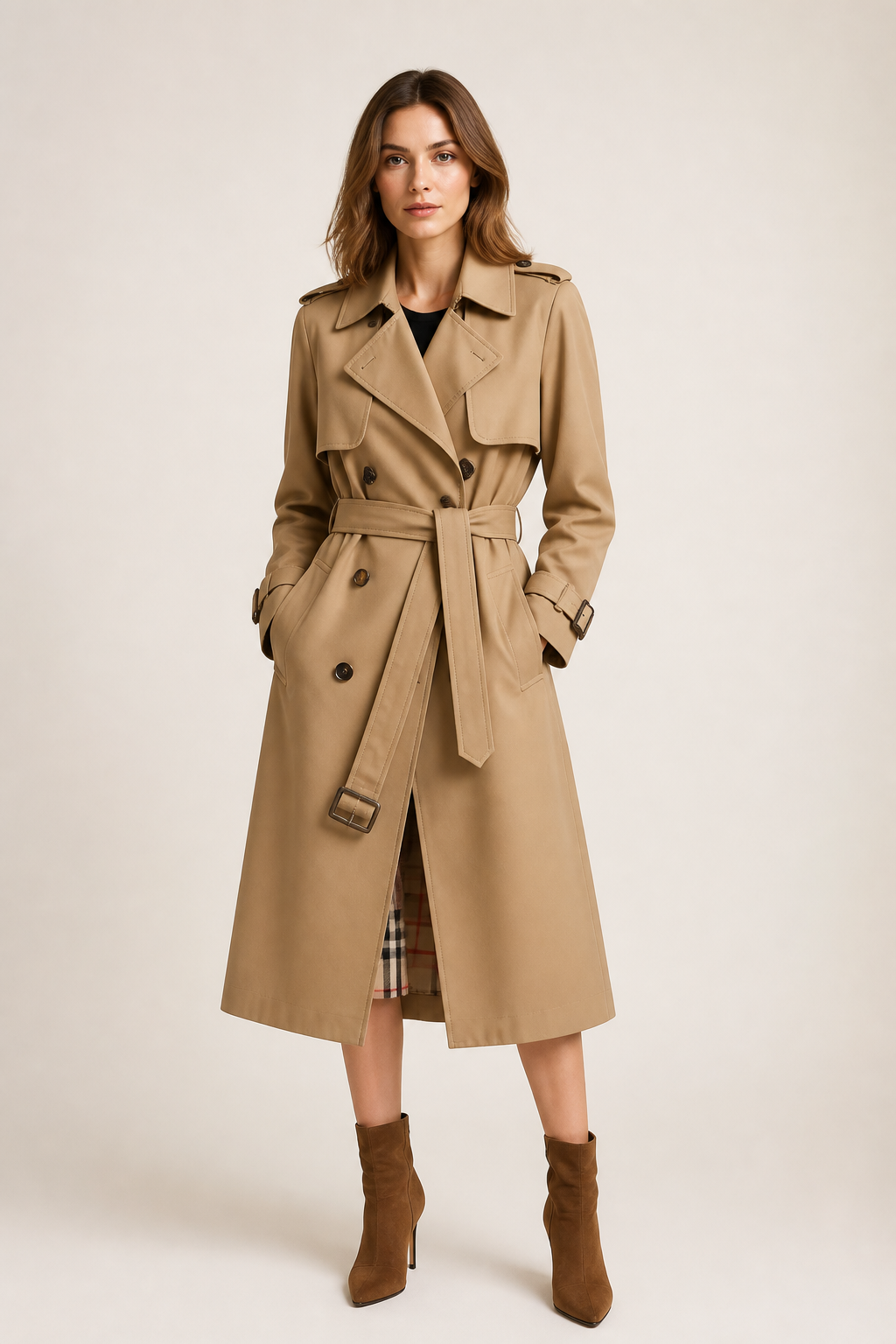 Rachel | Women's Double Breasted Belted Longline Trench Coat