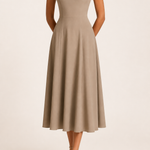 Vivienne | Women's Sleeveless Midi Dress - Brown
