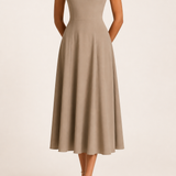 Vivienne | Women's Sleeveless Midi Dress - Brown