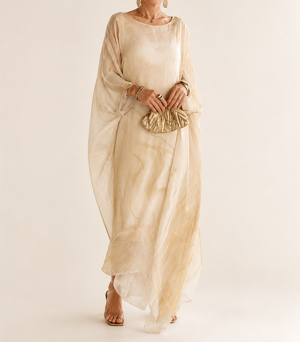 Anne | Women's Long Sleeve Oversized Maxi Dress - Orange