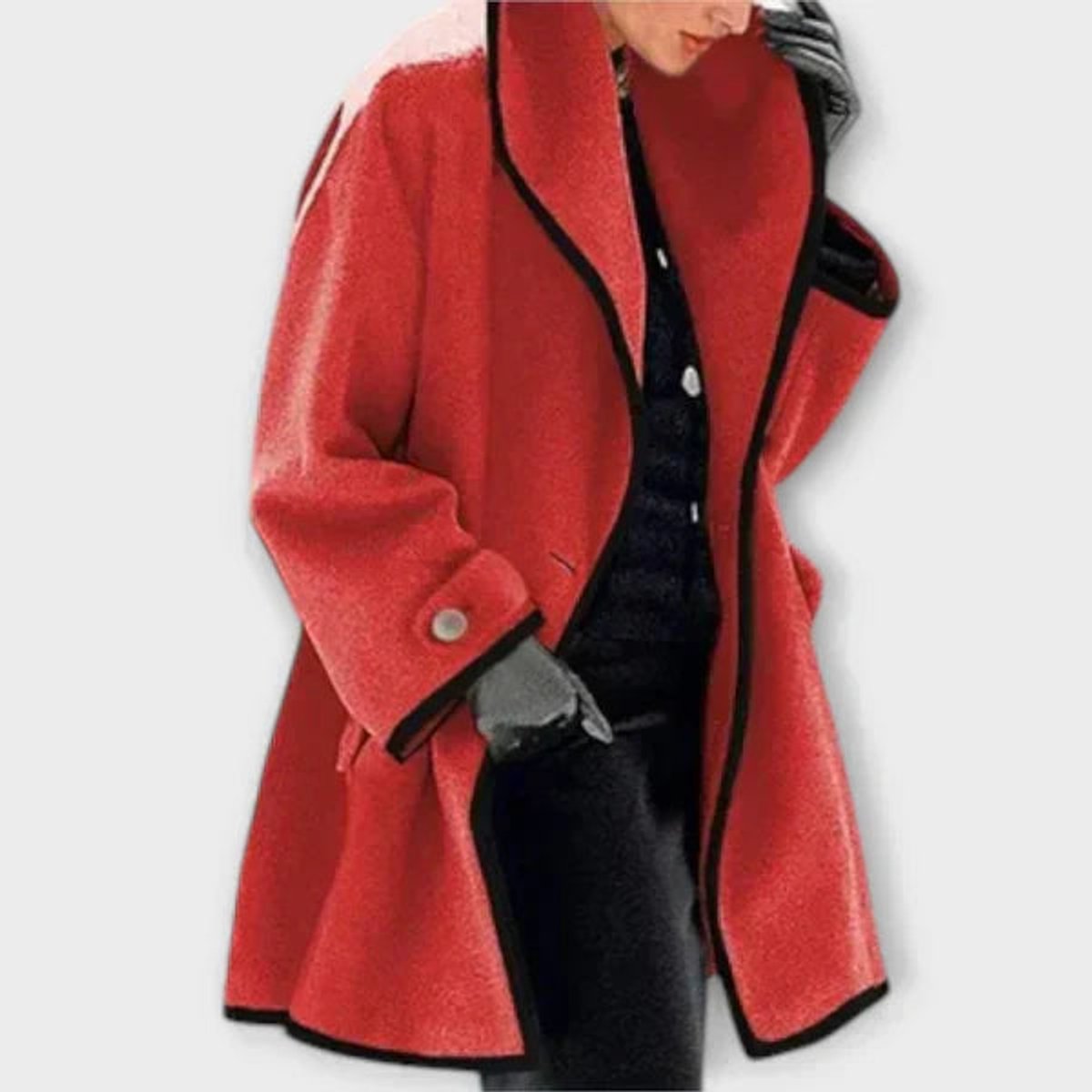 Millie | Women's Oversized Wool Blend Coat - Red